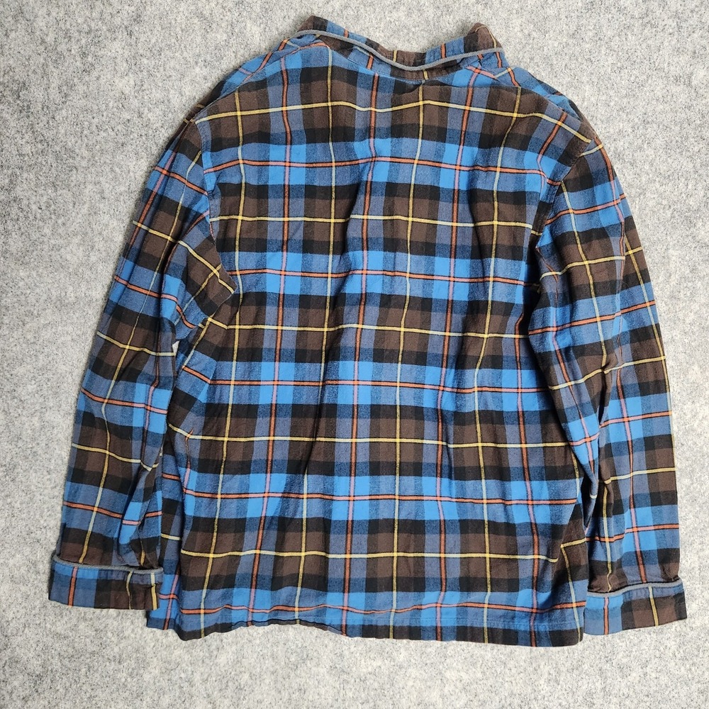 LL Bean Flannel Pajama Shirt Men XL Blue Scotch Plaid Sleepwear Button Camping - Picture 2 of 6